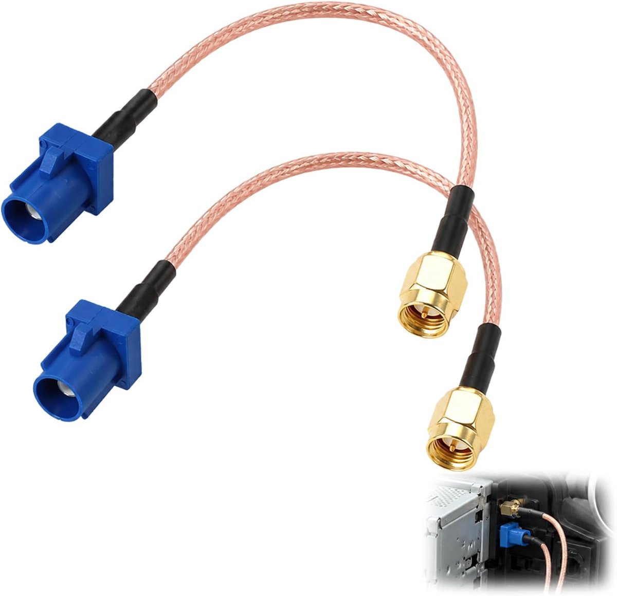 2 PCS GPS Antenne Adapter Fakra Z Mannelijk naar SMA Mannelijk 15 cm, Coaxiale Antennekabel voor Autoradio, Navigatie, Satellietradio, 4G LTE Netwerk en Multimedia Systeem Auto