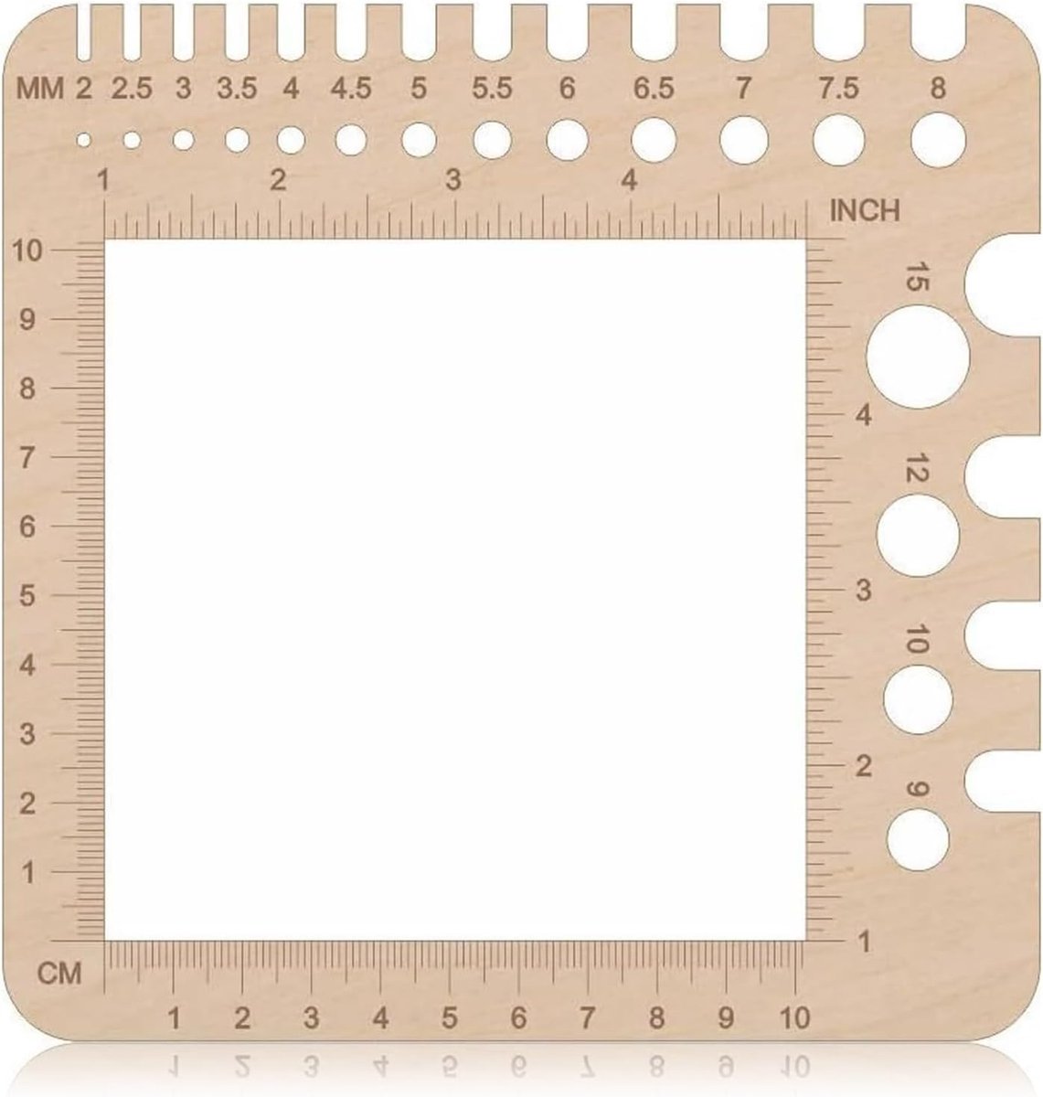 Breigaren van hout, meetinstrument voor breinaalden van hout, meetgereedschap van 2 mm tot 15 mm, haaknaald, brei- en haakaccessoires