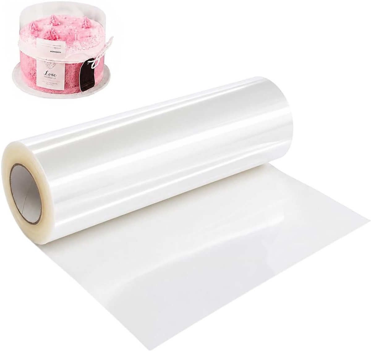 20 cm x 10 m, transparante taartfolie hoog 20 cm stabiel, harde folie voor cake, chocolademousse, decoratie en stabiliserend