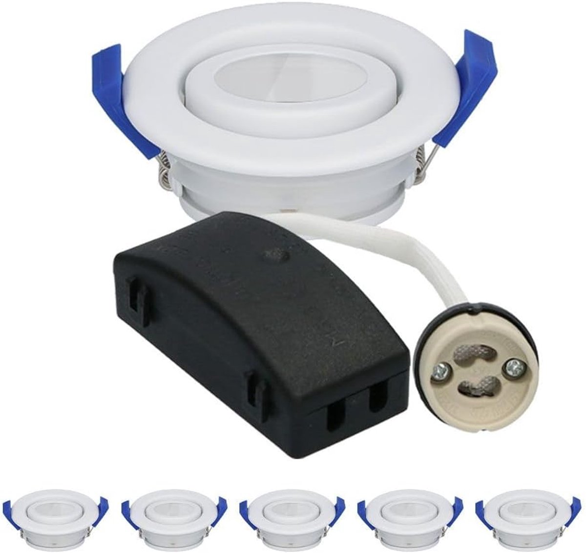 6er HOFTRONIC Peru - GU10 Inbouwspots - Badkamer & Buiten - Kantelbare LED Spot - IP65 Waterdicht - Inbouwarmaturen mat wit - Inbouwspots voor LED, Halogeen en Smart - Quick connector