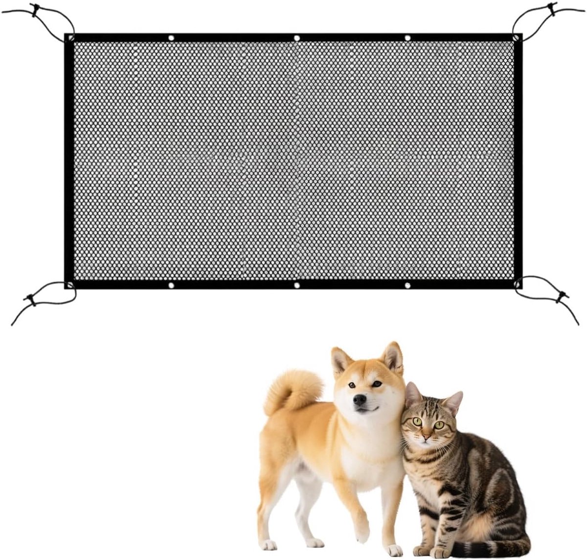 Scheidingsnet voor honden, auto, verstelbare veiligheidsbarrière voor honden en katten, ademend net voor kofferbak en achterbank, universeel voor SUV, auto en camper