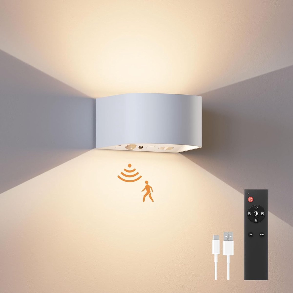 Draadloze LED Wandlamp met Bewegingssensor, 3 Kleuren en 3 Modi voor Slaapkamer, Woonkamer en Trappenhuis - Inclusief Afstandsbediening