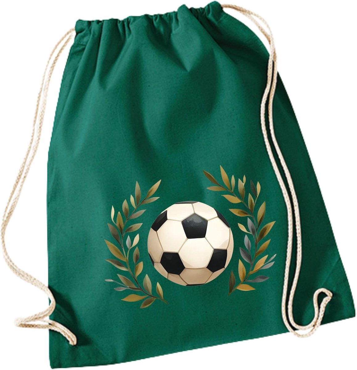 Minimutz Gymtas voetbal jongens, stoffen tas, rugzak van katoen om te trekken, sporttas school, wisselwaszak, kleuterschool (donkergroen)