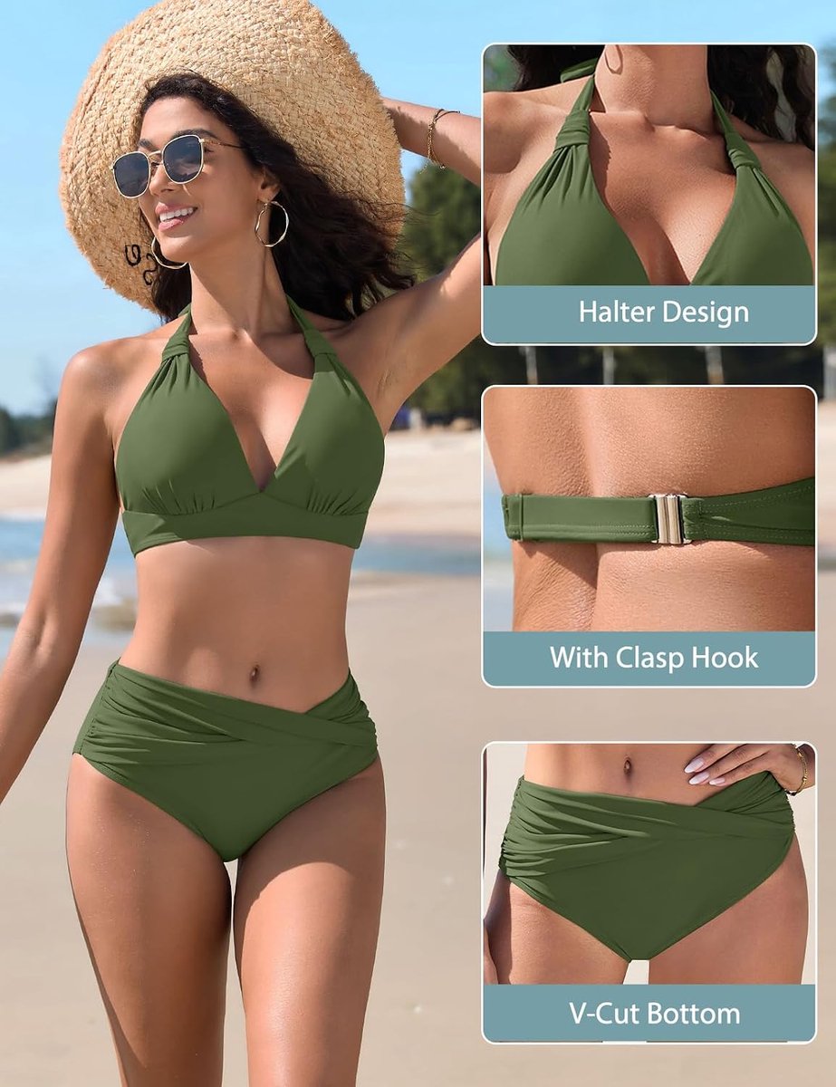 Badpak voor dames, 2-delig, push-up, bikiniset, top, sexy, zwemkleding, tankini's, hangende bandjes aan de hals