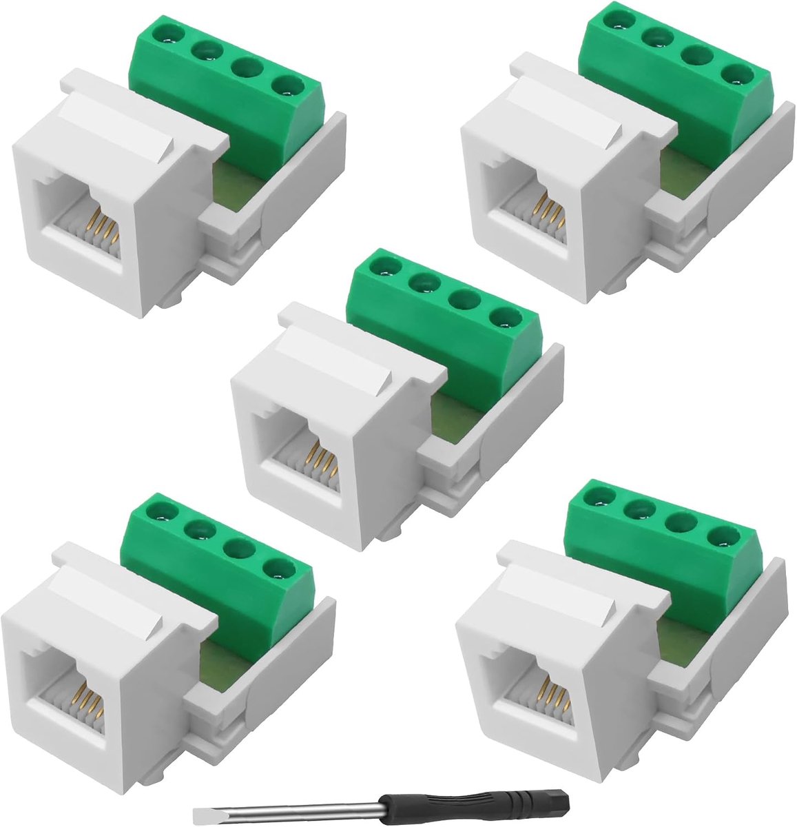 XMSJSIY CAT3 Phone Module RJ11 6P4C Female to 4 Pin Solderless Screw Terminal Adapter Phone Module RJ11 CAT3 Voice - ShopVlot