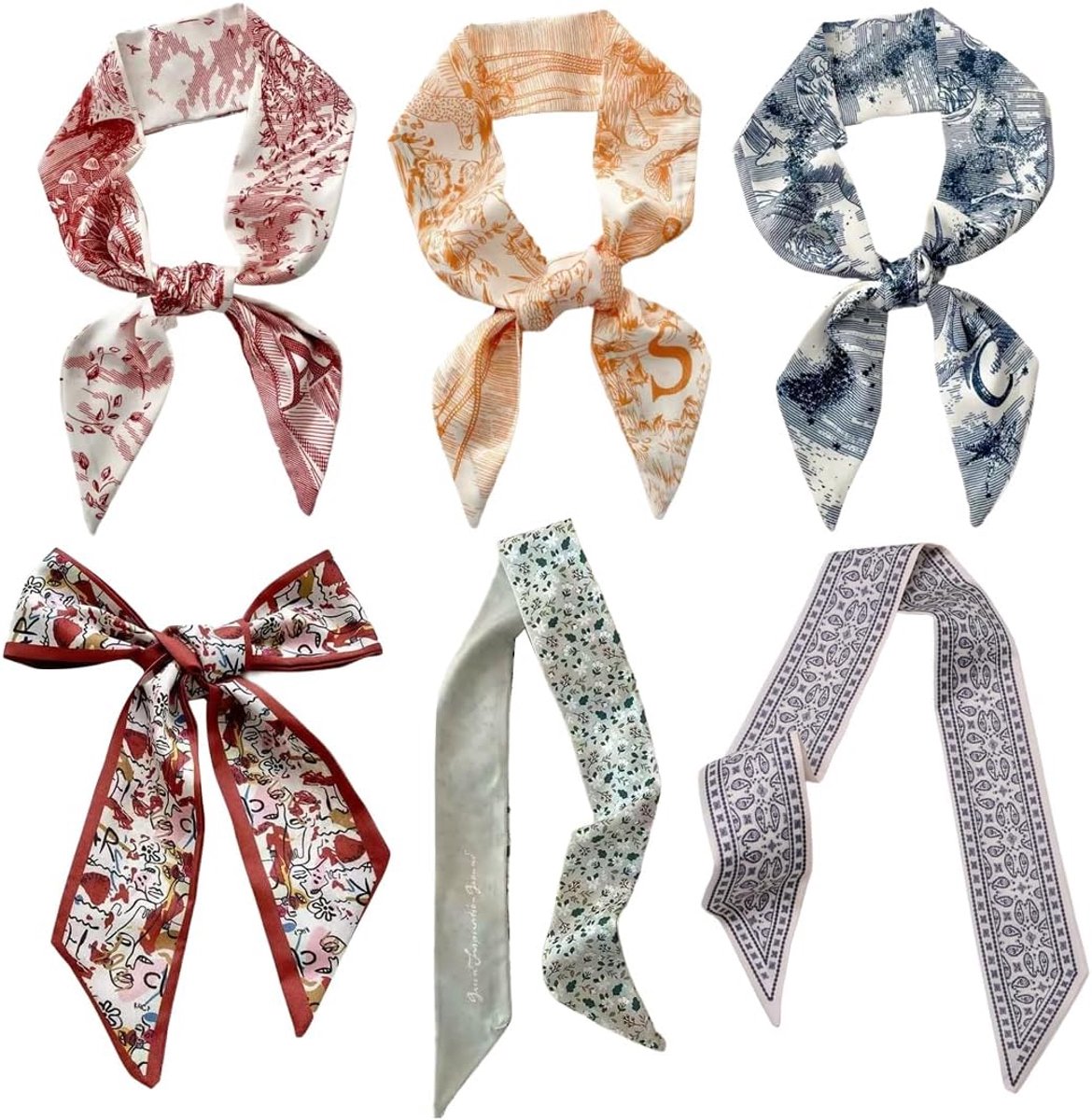Handtassjaals dames 6 stuks - met handgrepen - zijden sjaal - stijlvol accessoire - ShopVlot