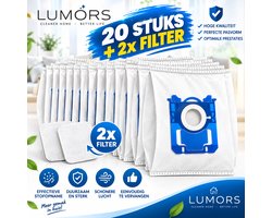 20x Lumors Stofzuigerzakken+2xfilter Microvezel - Geschikt voor Philips, Electrolux en AEG S-Bag (Classic/Long Performance) - Alternatief voor Originele S-Bag Zakken