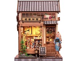 CuteBee - Miniatuurhuisje - Book Nook - Miniaturen Modelbouwpakket - Houten 3D Puzzel - DIY Bouwpakket Volwassenen - Boekensteun - Sakura O Kimono Shop CWGC223