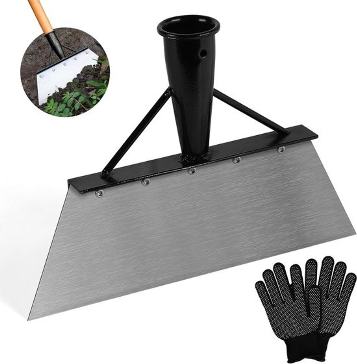 Reinigingsschep voor tuin - duurzaam mangaanstaal - multifunctioneel tuingereedschap voor onkruid wieden, mos verwijderen - 26 cm lang