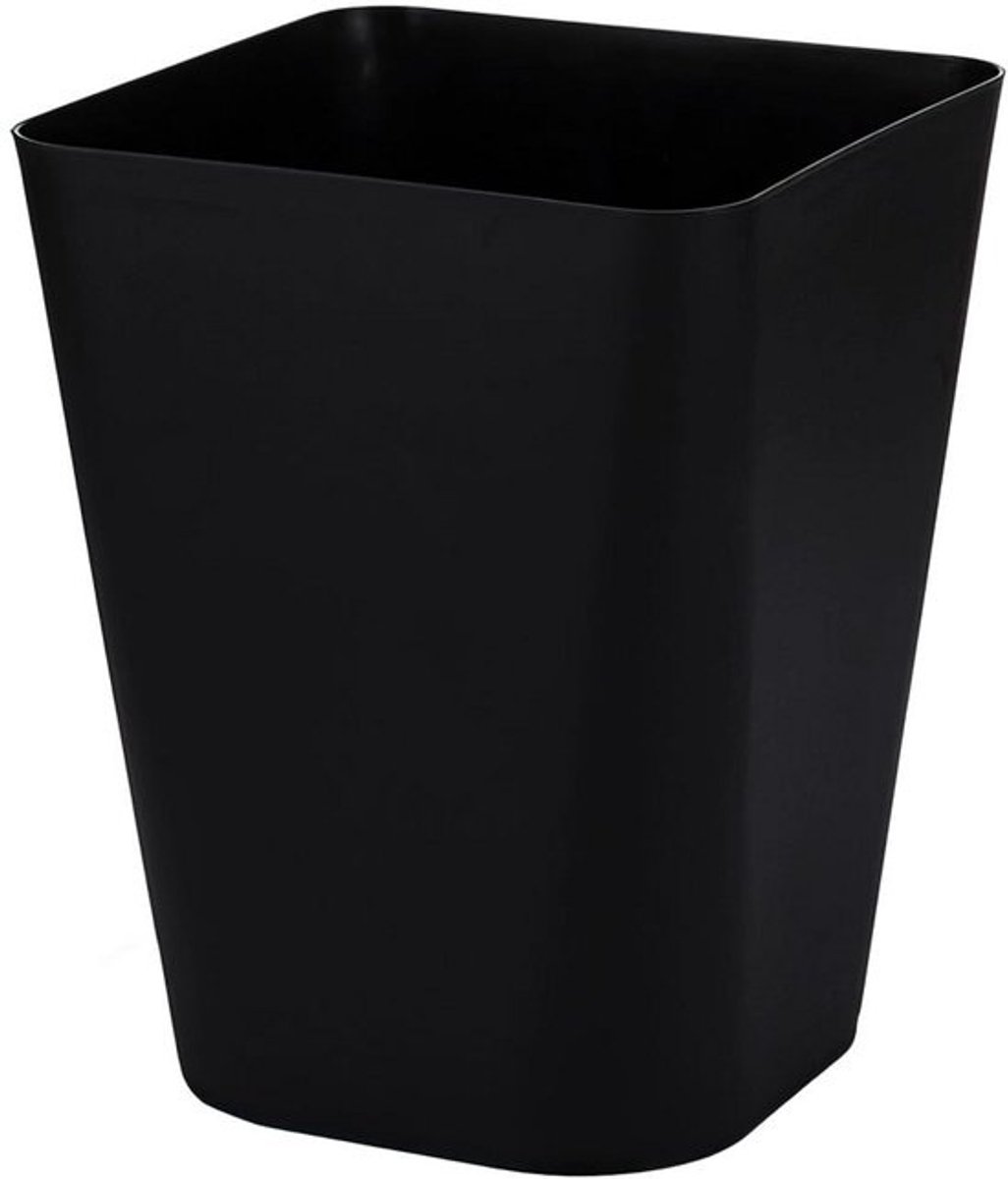 Kunststof prullenbak - Kleine afvalbak - Voor kantooropruiming - Compact en licht - 12 liter - Zwart
