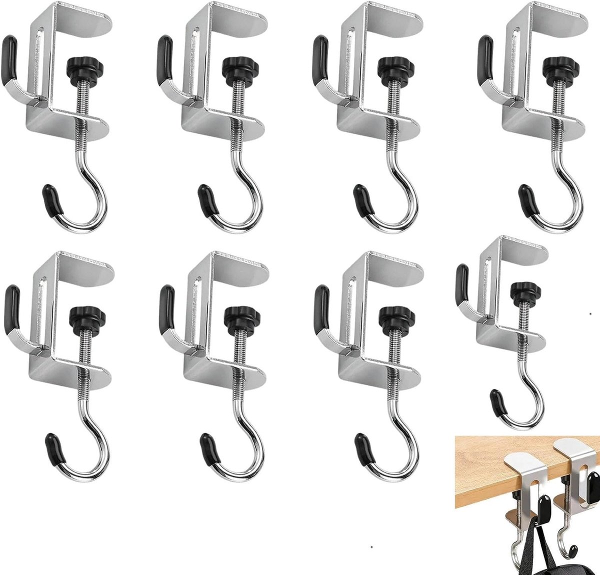 Tafelhaak, verstelbare handtashaak voor tafel, robuuste handtashouder, tashouder als hanger en houder, ideaal als portemonnee haak handtashouder voor bureau en rugzak