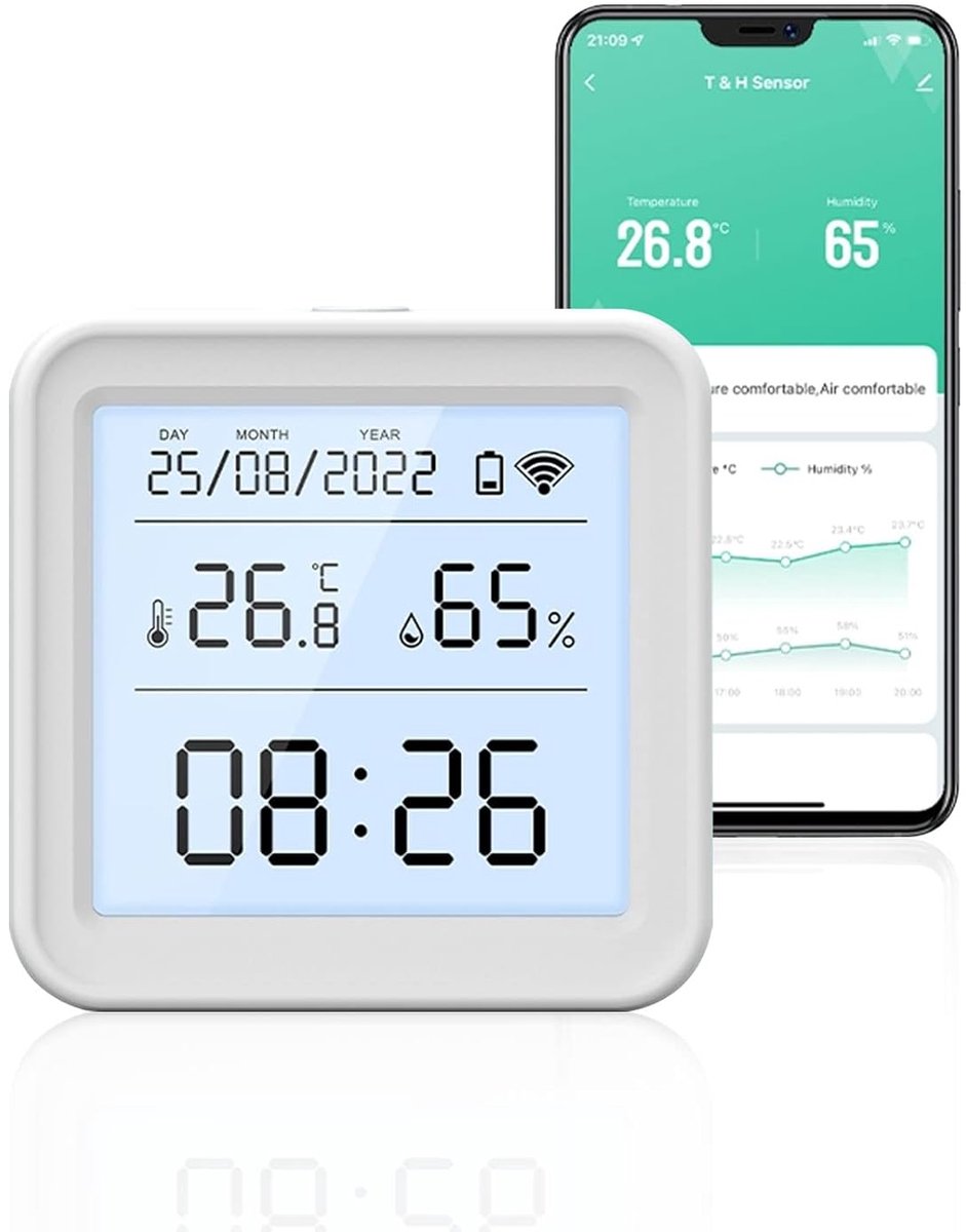 Thermometer, hygrometer, mini-lcd-digitale thermometer, hygrometer voor binnen, ondersteuning van Alexa Google-assistent-waarschuwingen en gegevensopslag