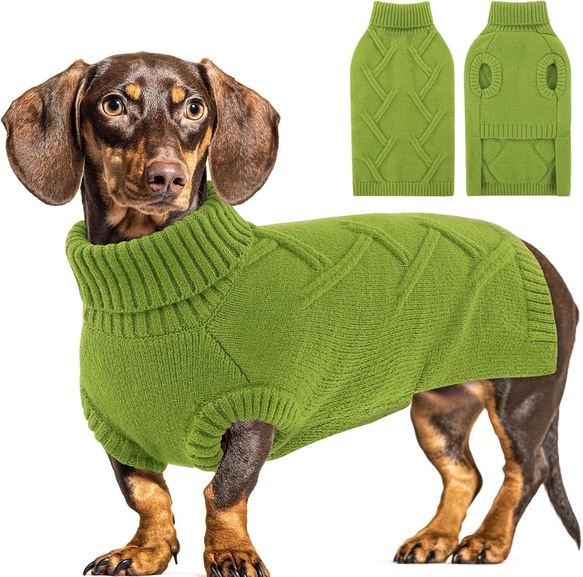 Trui voor kleine honden, rekbaar en warm, hondentrui voor kleine honden, chihuahua, yorkies en katten, groen, S