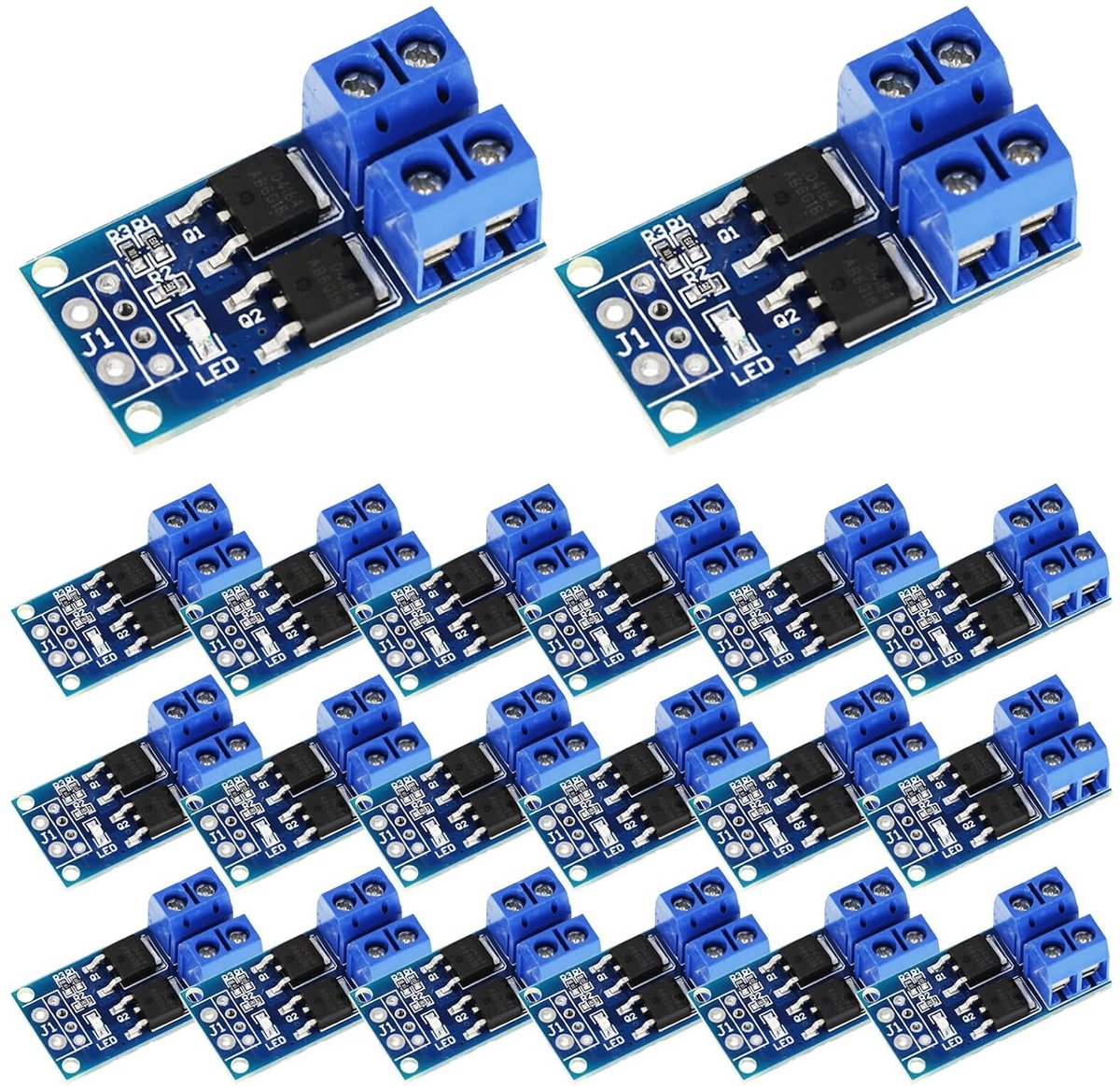 20 stuks MOSFET drivermodule, 5V-36V 15A (max. 30A) 400W Arduino MOSFET module, triggerschakelaar, aandrijfmodule, dual high-performance switching driver PWM-regelaar, schakelpaneel, drivermodule voor