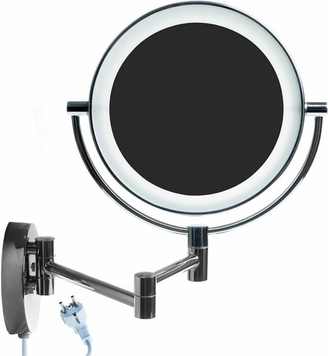 LED-wandcosmeticaspiegel - 8,5 inch - Verlichte dubbelzijdige make-upspiegel - Met 7x vergroting - Verstelbare arm