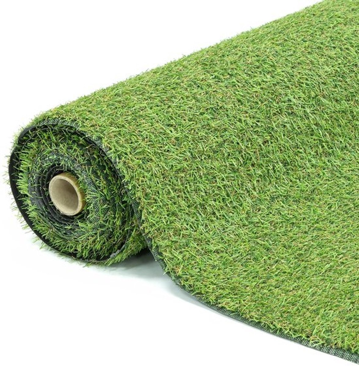 Omgoods - Kunstgras voor buiten - 4 x 1 m - 15 mm poolhoogte