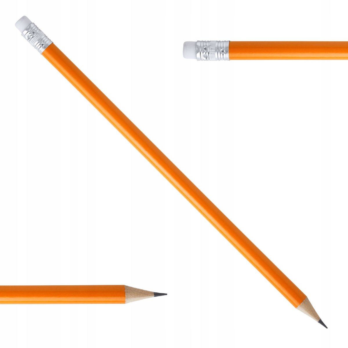 Merkloos HB Houten Potlood met Gum - Fel Oranje
