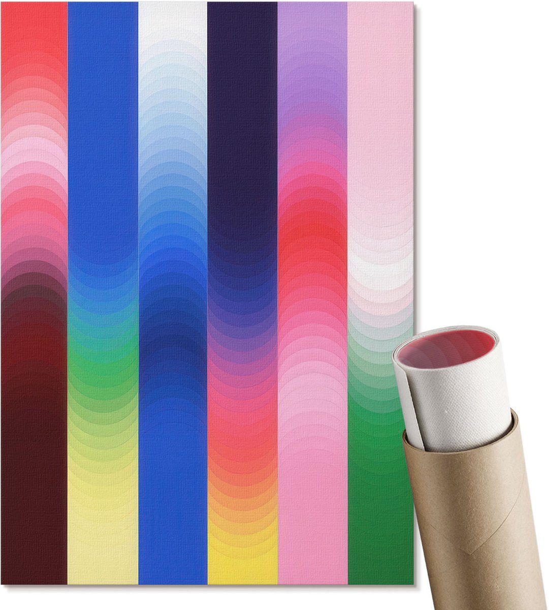 Coloray Polycanvas Wandposter - Regenboog Abstractie, Schilderen - A4 - Blauw Wandposter - Rechthoek - Wandkunstwerk - Woonkamer, Slaapkamer, Kantoor - Modern