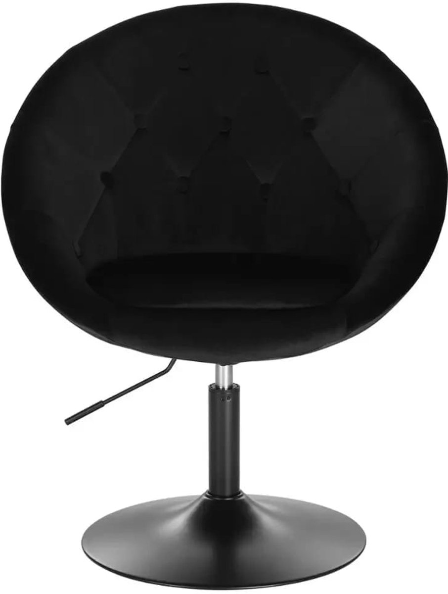 Klarven Barstoel Fluweel zwart - Barstoelen Met Rugleuning - Bar Stool - Met Armleuningen, 360 Graden Draaibaar - Verstelbare Zithoogte 45-57cm - B46xd44cm