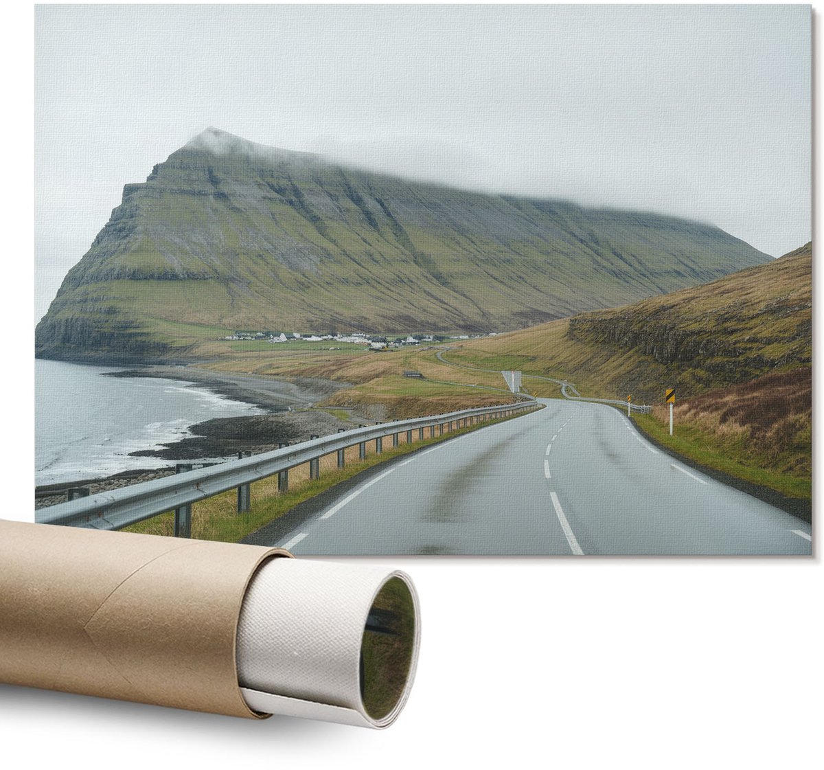 Coloray Polycanvas Wandposter – Bergweg, Groen – A1 – Paars Poster – Rechthoek – Canvas Wandposter – Kantoor – Expressief