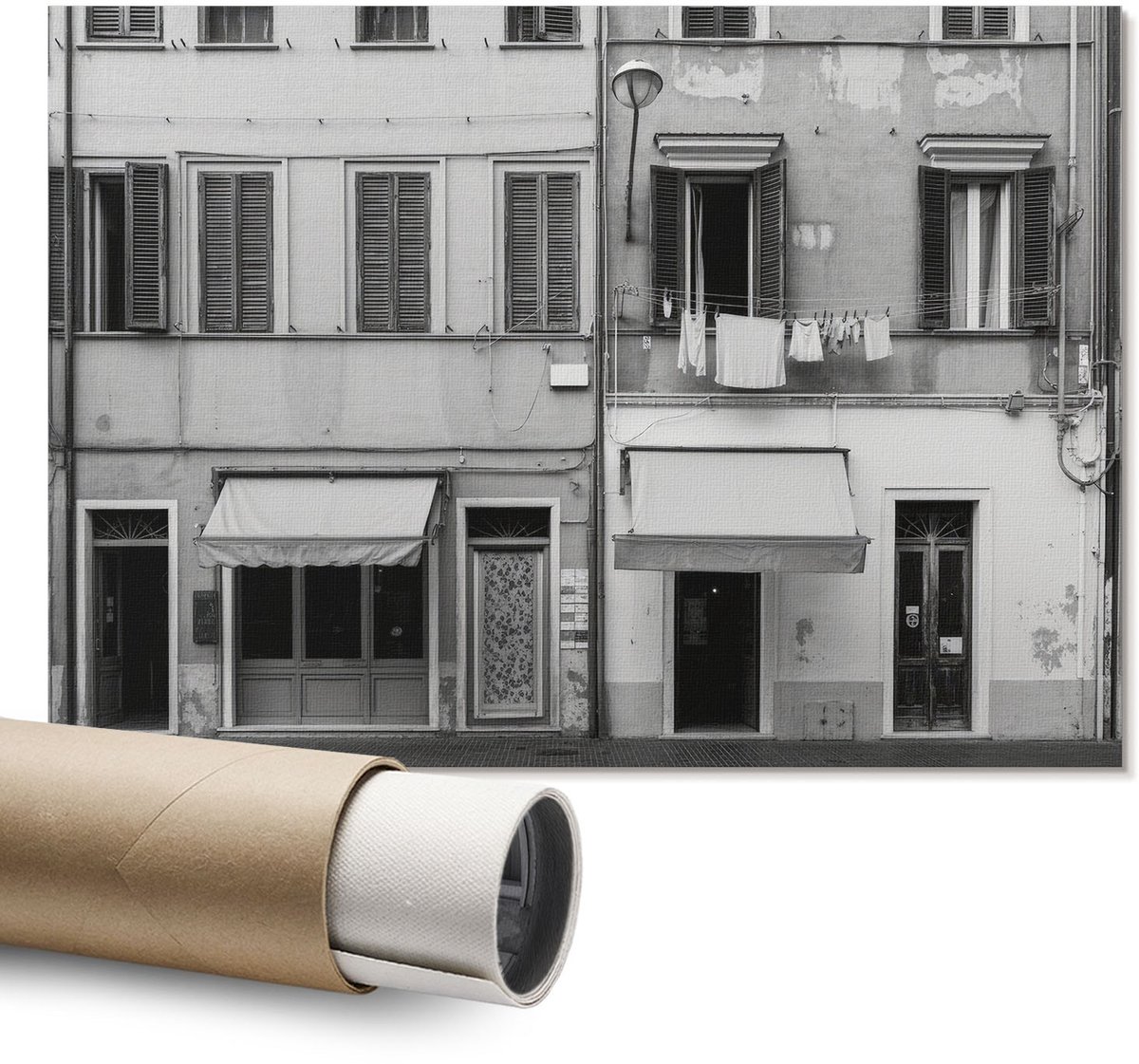 Coloray Polycanvas Wandposter – Stedelijke Architectuur, Zwart-Wit – A1 – Zwart Wandposter – Rechthoek – Canvas Wandposter – Woonkamer – Klassiek