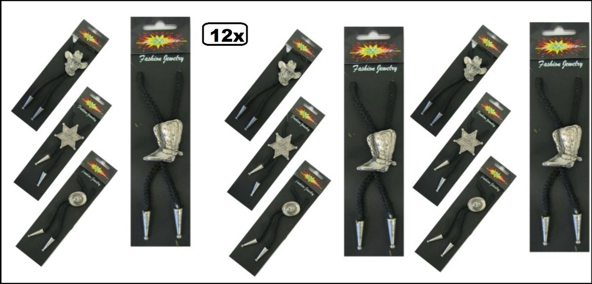 12 stuks Boloti cowboy 4 assortie - wild west western cowboy ketting laars sherrif cowboy hoed
