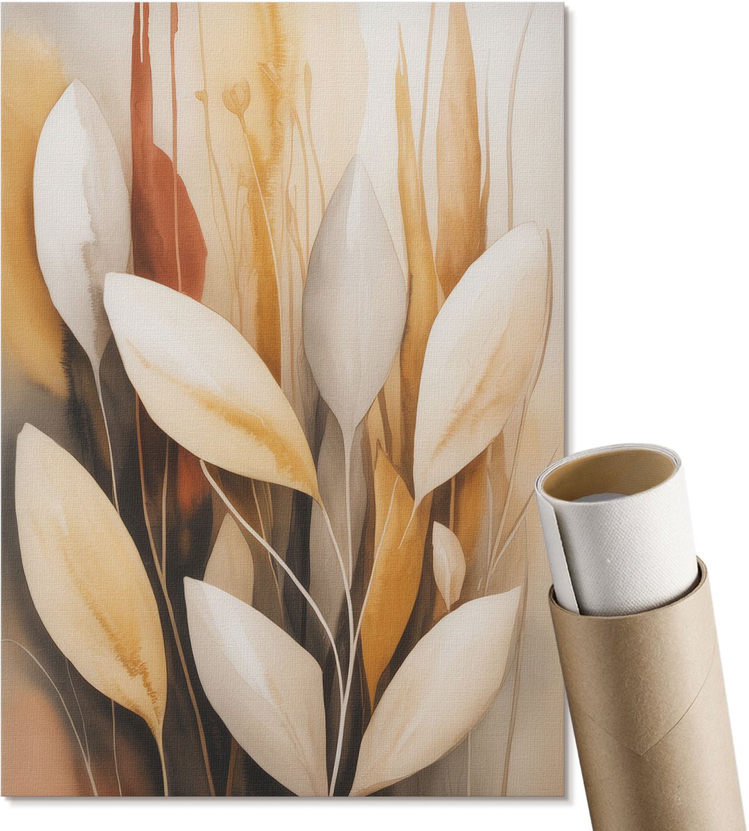 Coloray Polycanvas Wandposter - Amaryllis, Groente - A2 - Blauw Motief - Rechthoek - Wandkunstwerk - Slaapkamer - Minimalist