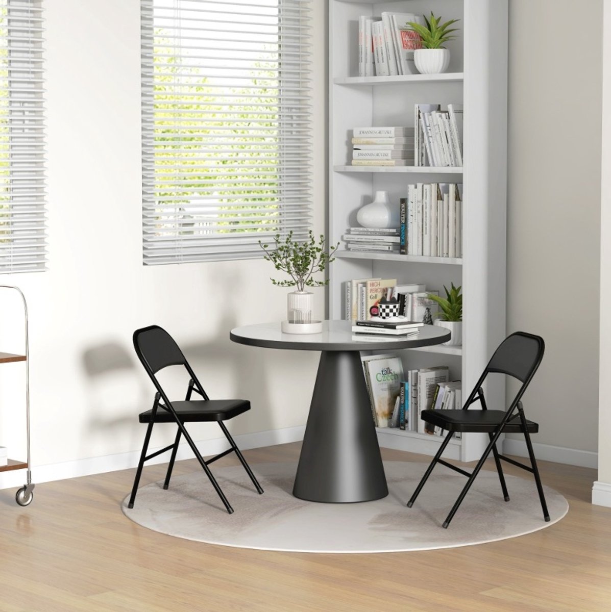 OKWISH Inklapstoel Set Van 2 – Opvouwbare Eetkamer En Bureaustoelen – Met Gestoffeerde Zitting En Rugleuning – Voor Woonkamer, Bureau En Ontvangstruimte – Metaal – Zwart
