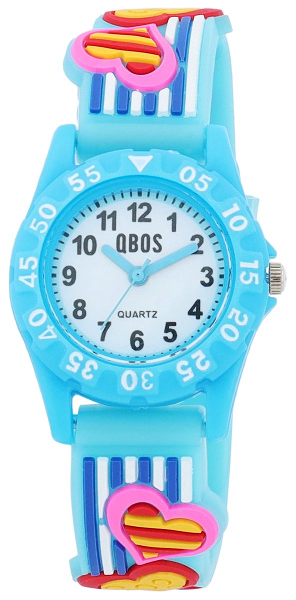 QBOS QBOS horloge van siliconen met hartmotieven