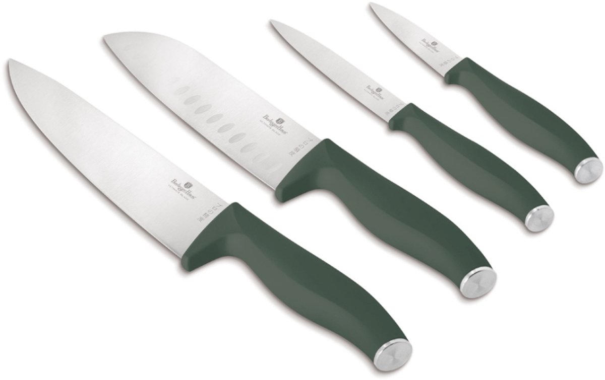 Set van 4 roestvrijstalen messen uit de Matte Green Collection