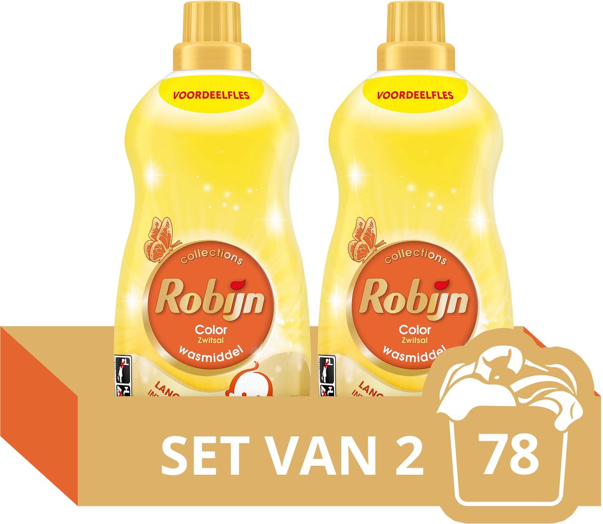 Robijn - Vloeibaar Wasmiddel - Klein & Krachtig- Zwitsal - 2 flessen - 78 wasbeurten - Voordeelverpakking