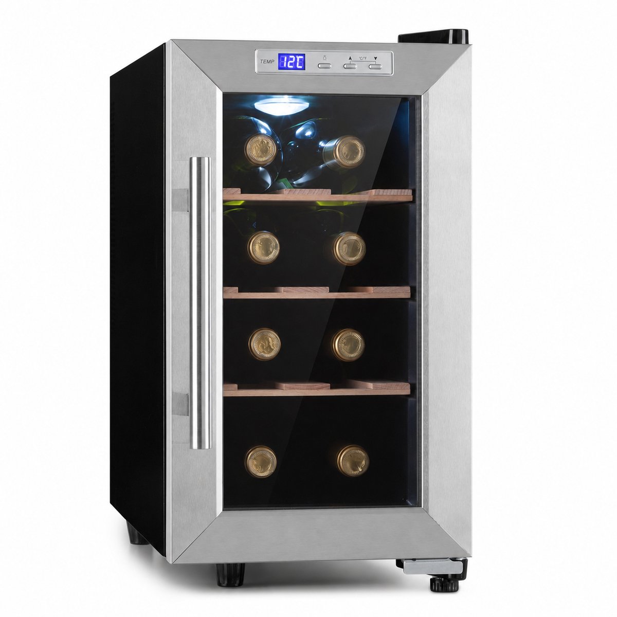 Wijnkoelkast 6 Flessen – 23L Drankenkoeler met Glazen Deur – 11-18°C – UV-Bescherming – Zwart
