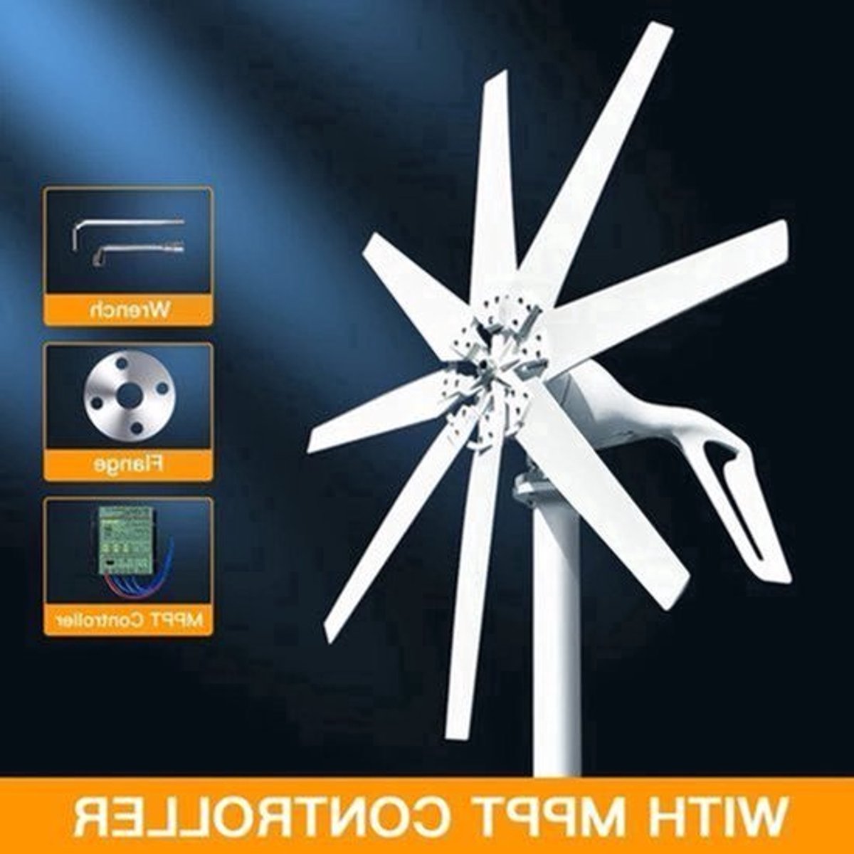 Windturbine - Windmolen - Windturbine Generator - Windenergie - 1000W - 24V -Horizontale - Efficiënte & Stille Energieopwekking met MPPT Controller