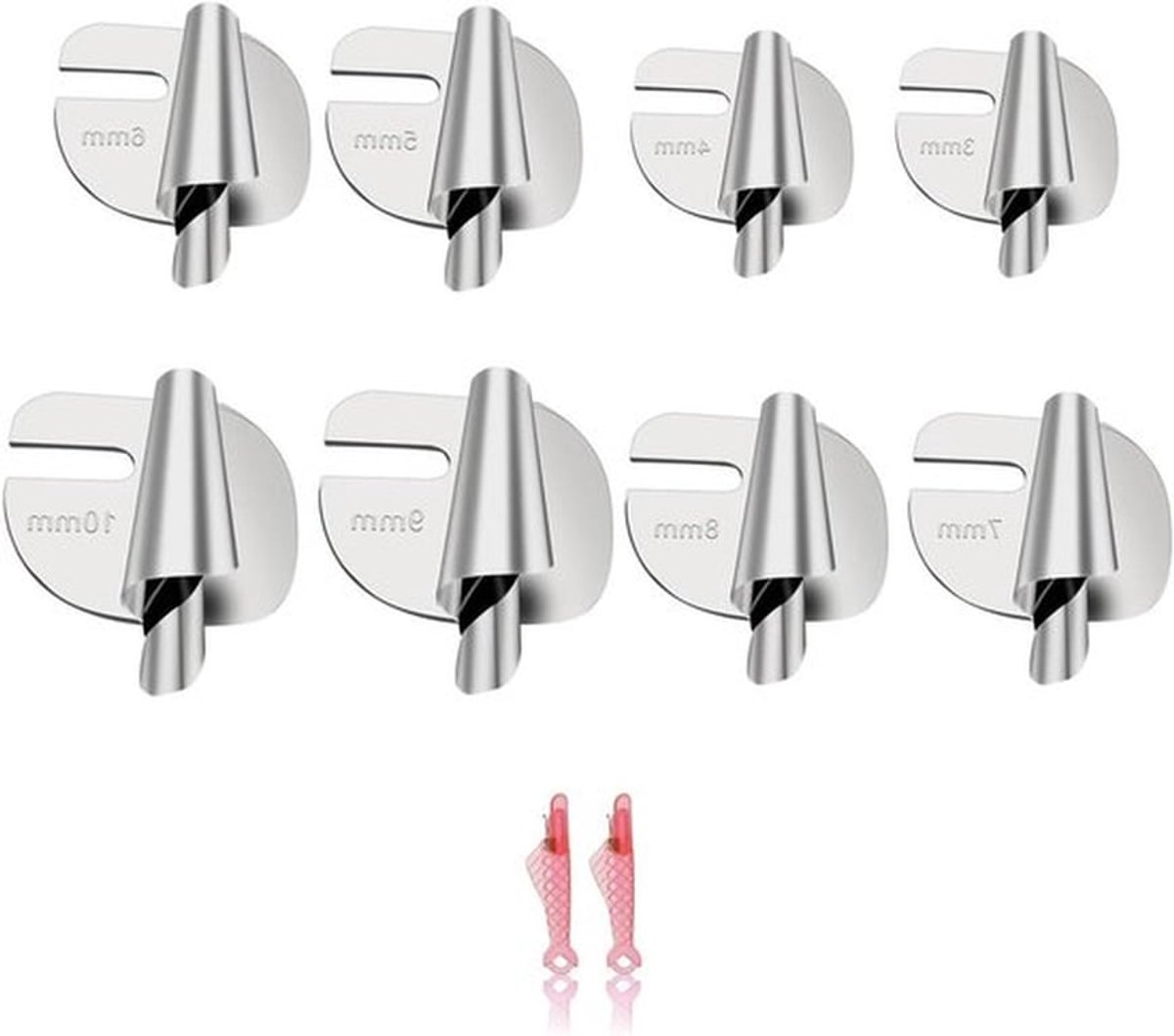 Rolzoomvoeten Set voor Naaimachine 8 Stuks 3/4/5/6/7/8/9/10 mm - Naaivoet Accessoires Zilver met Naaldinrijger