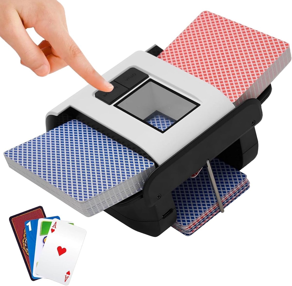 Automatische kaartenschudmachine, 1-2 dekken, handmatige en automatische modi, oplaadbare 2000 mAh-batterij - ShopVlot