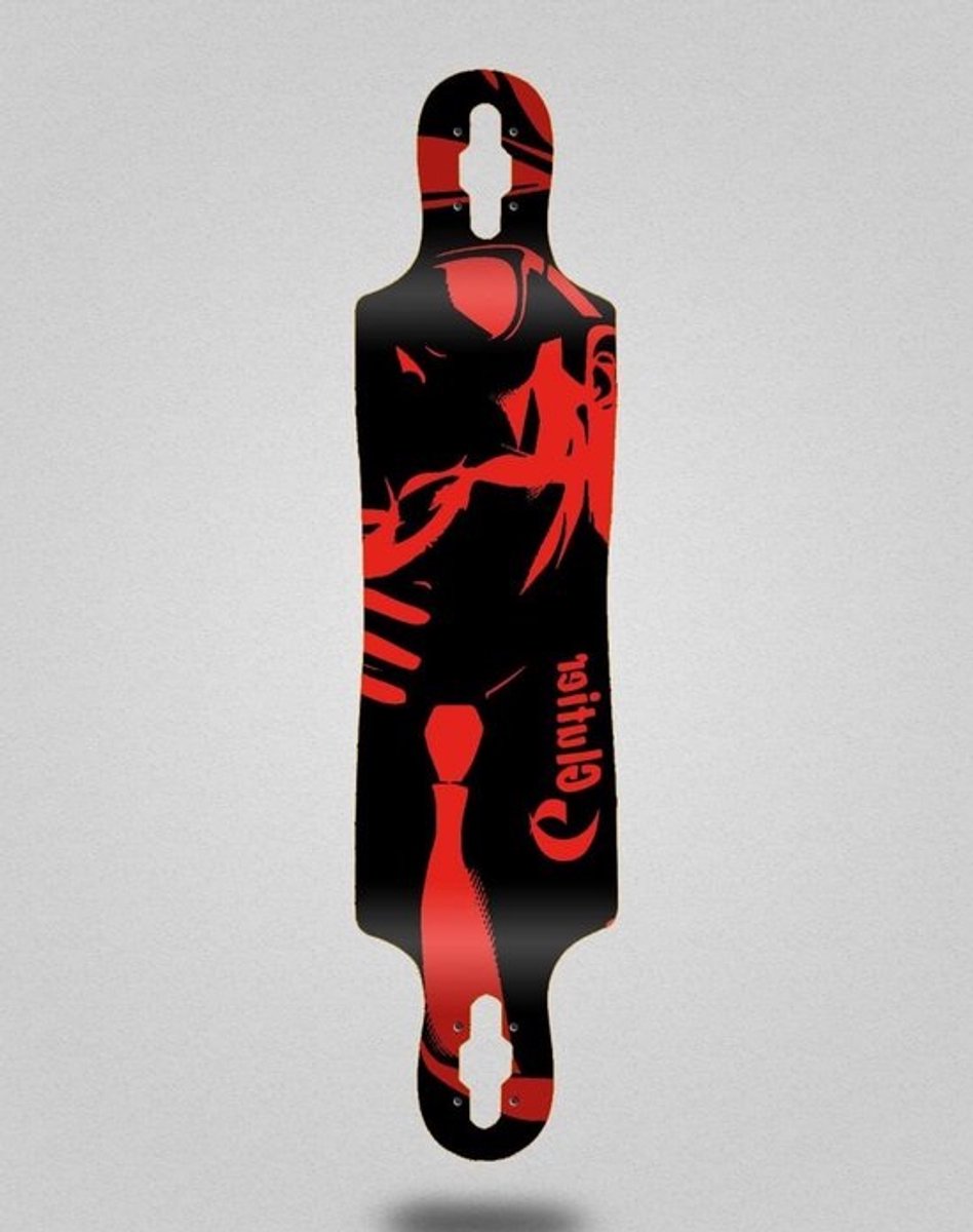 Longboard Deck - Skateboard Deck - Skateboarden - Drop Through Design - 40x9 inch - Rood