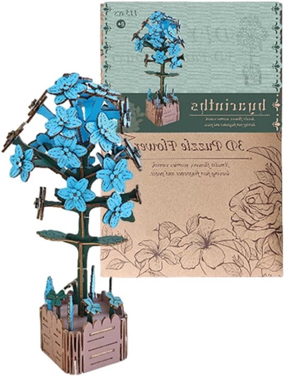 Houten Bloemenpuzzel - 3D Knutselset - Creatief Spelen - Gladde Randen - 24 x 17.1 x 0.1 cm - Niet gespecificeerd