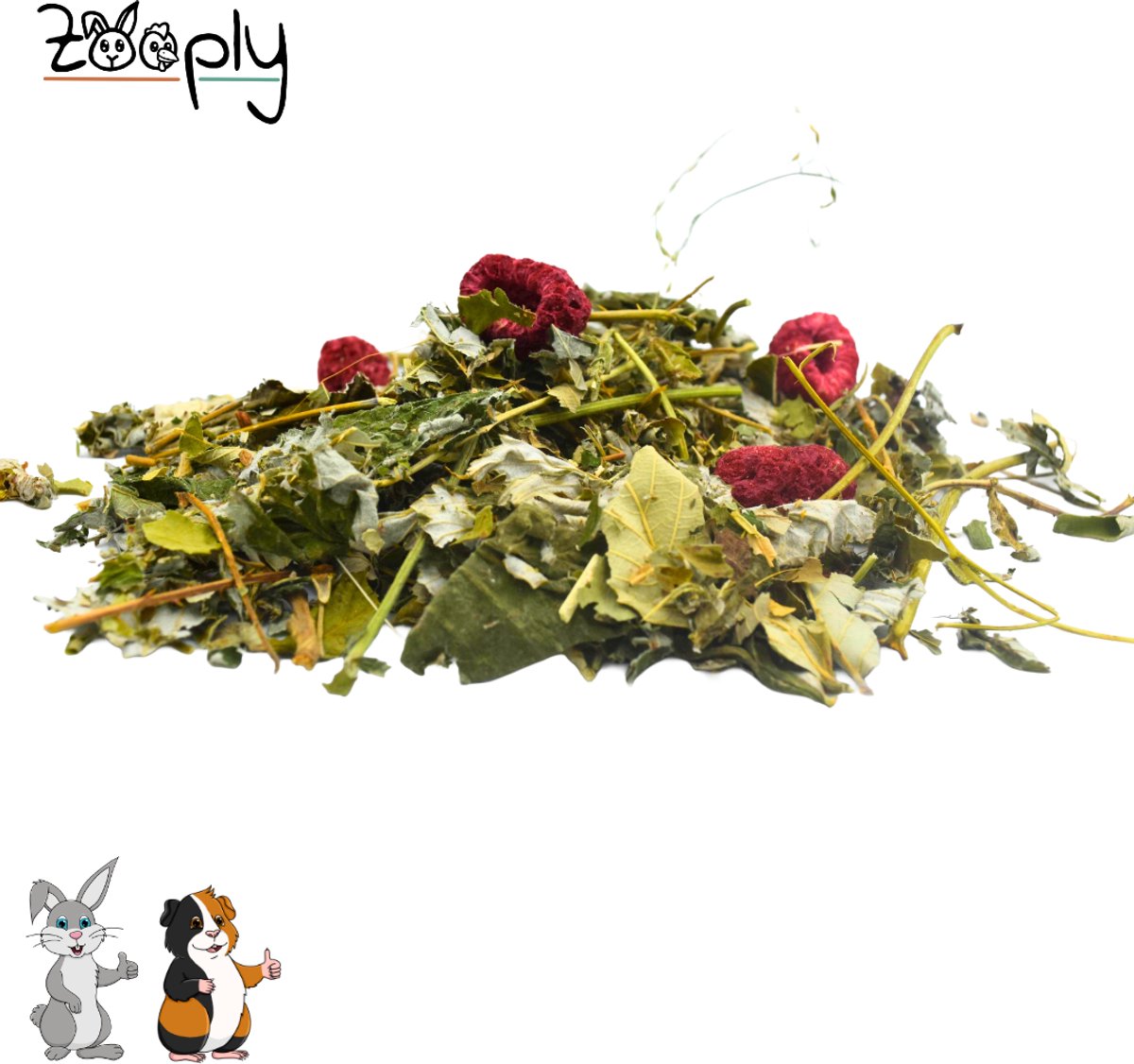Zooply Frambozenstruik - Kruiden & Snacks - 100% natuurlijk - Voor konijnen & cavia's - 400 gram