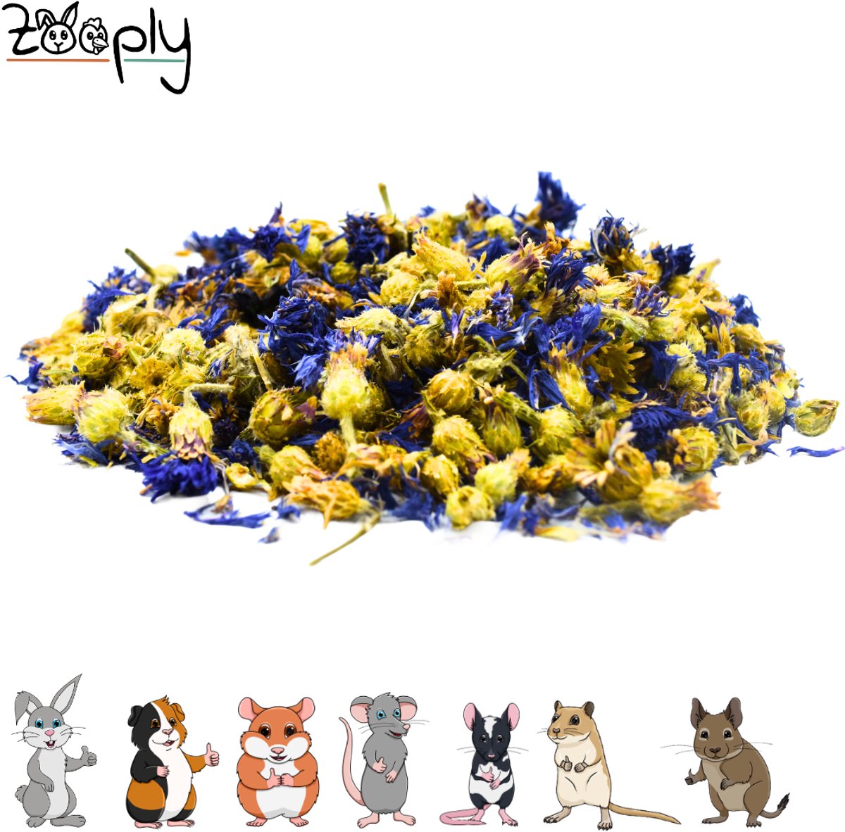 Zooply Blauwe korenbloem - Kruiden & Snacks - 100% natuurlijk - Voor konijnen & cavia's - 350 gram