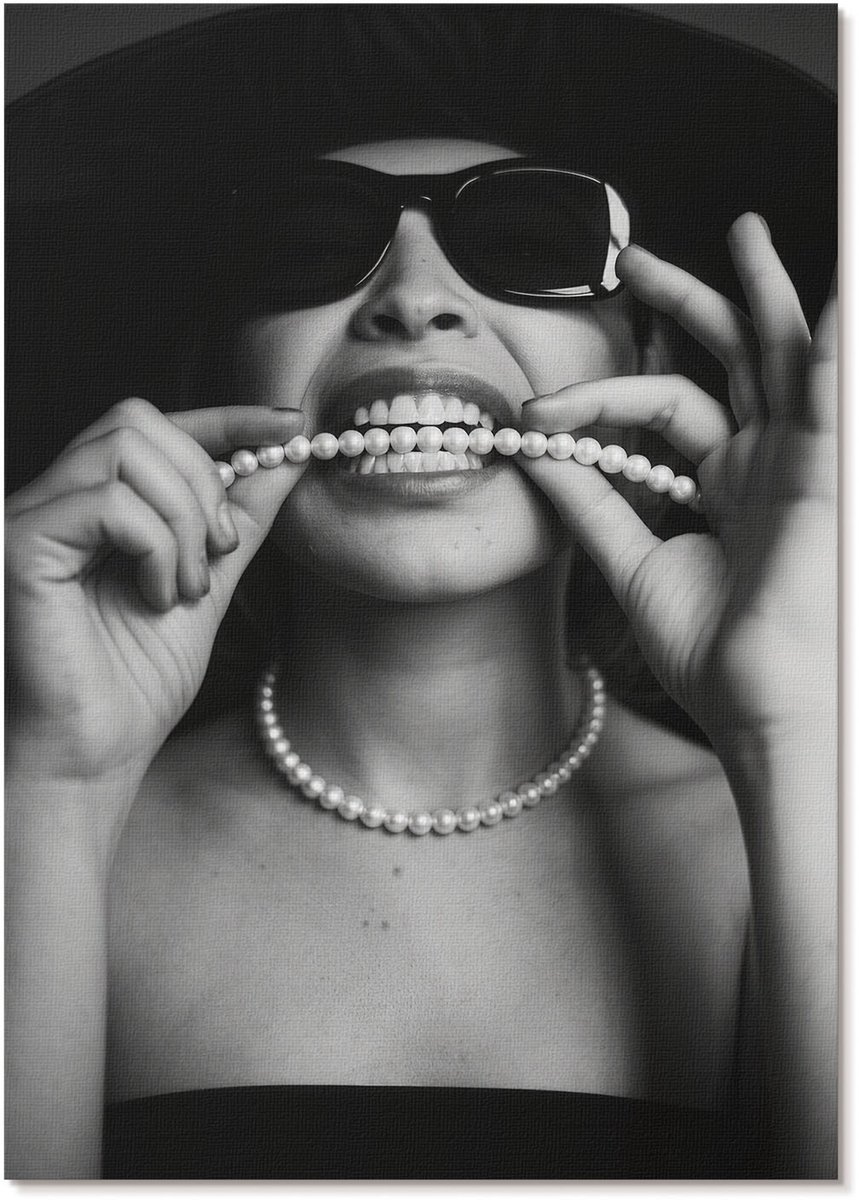 Tulup Polycanvas Wandposter - Glamoureuze Vrouw, Fotografie - A4 - Zwart-wit Kunst - Rechthoek - Muurkunst - Woonkamer, Slaapkamer, Kantoor - Glamour
