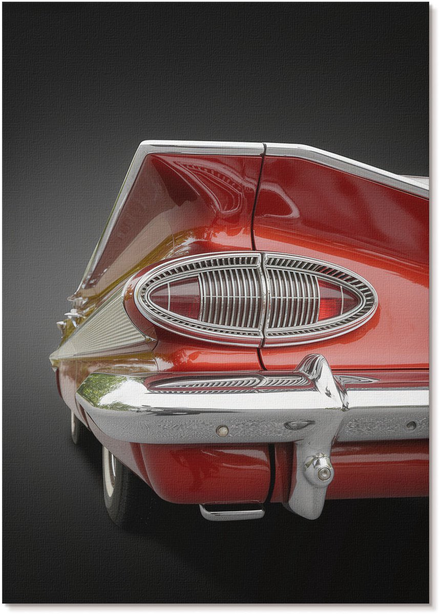 Tulup Polycanvas Wandposter - Rode Auto, Fotografie - A4 - Rood Poster - Rechthoek - Muurkunst - Woonkamer, Slaapkamer, Kantoor - Vintage