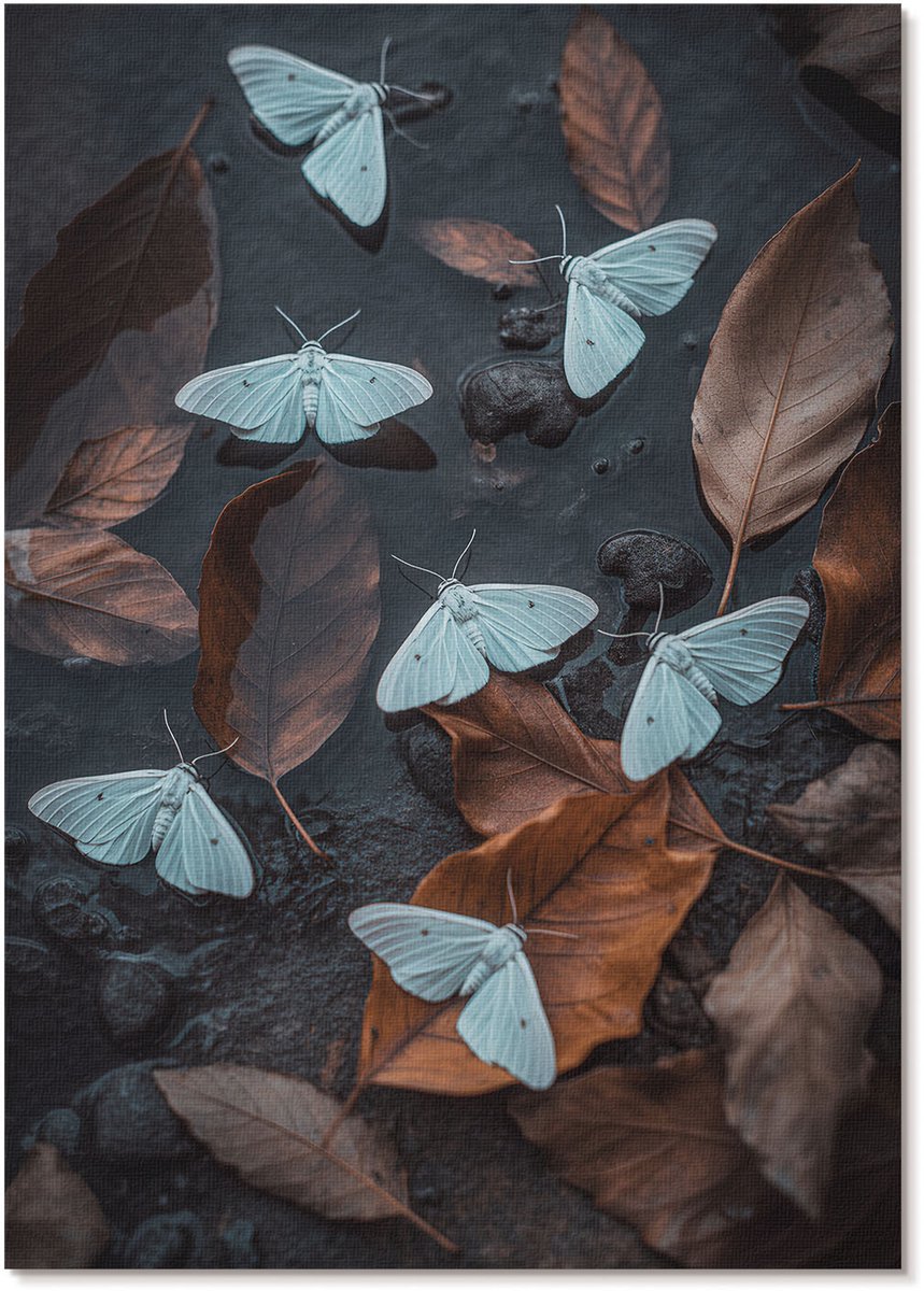 Tulup Canvas Poster Polycanvas - Witte Motten, Fotografie - A4 - Bruin Poster - Rechthoek - Muurdecoratie - Woonkamer, Slaapkamer, Kantoor - Expressief