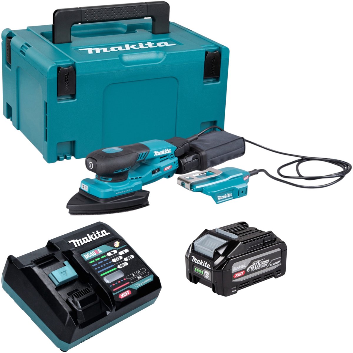 Makita BO 006 CGU101 accu-deltaschuurmachine 40 V max. 100 x 150 mm 3,0 mm slag Brushless + 1x accu 4,0 Ah + oplader + Makpac