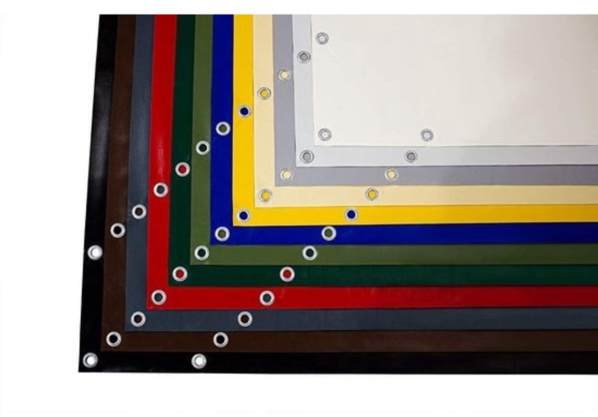 Vrachtwagenzeil PVC - Afdekzeil Robuust - Goederen Beschermen - 12mm Verzinkte Ogen - 25m x 10m - Lichtgrijs