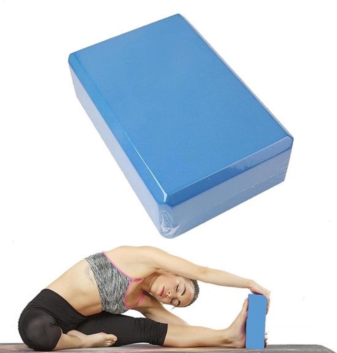 Yogablok - Pilates blok Trainingsblok - Yoga oefenen - Antislip oppervlak - 23 x 15 x 7.5 cm - Lichtblauw