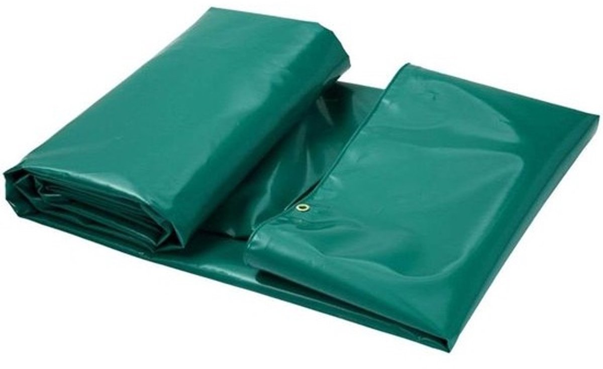 Dekzeil Heavy Duty - Afdekzeil Waterdicht - Bescherming Buiten - Versterkte Randen - 6M x 5M - Groen