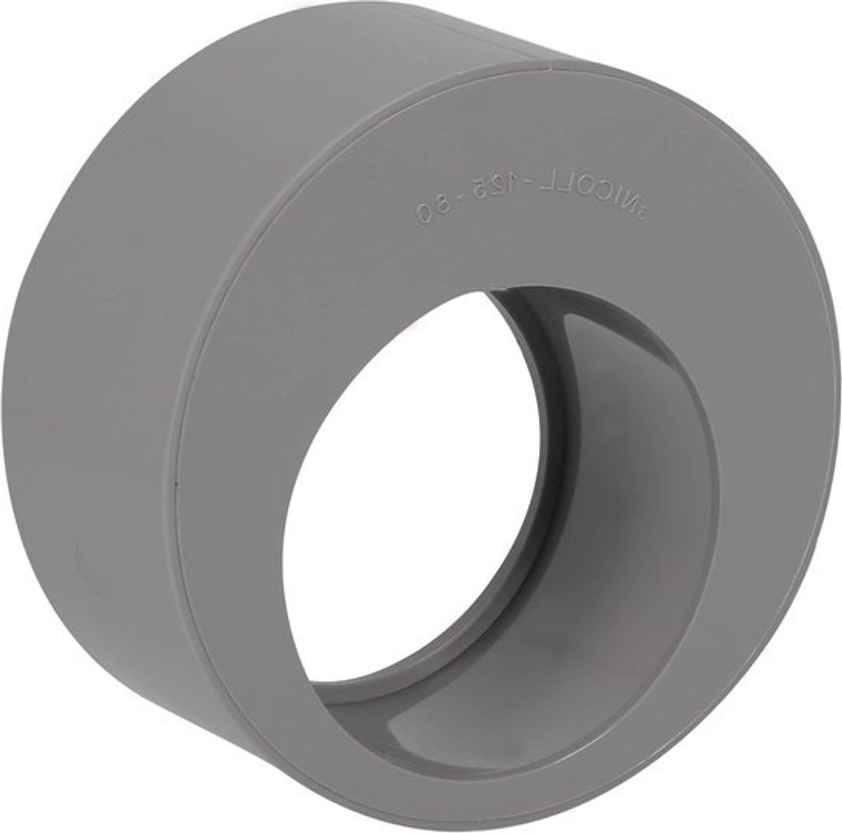 Nicoll Reductiebuffer - Verloopstuk PVC - Waterafvoer Maken - Man/Vrouw Aansluiting - 125/80 mm - Grijs