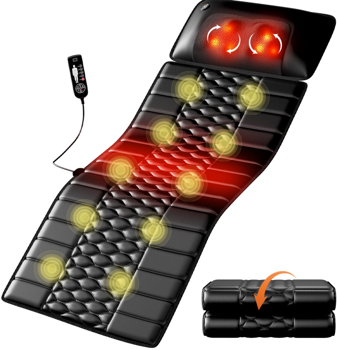 MODFU - Elektrisch Kussen - Massagekussen - Verwarmingsfunctie - Zwart - 155 Cm