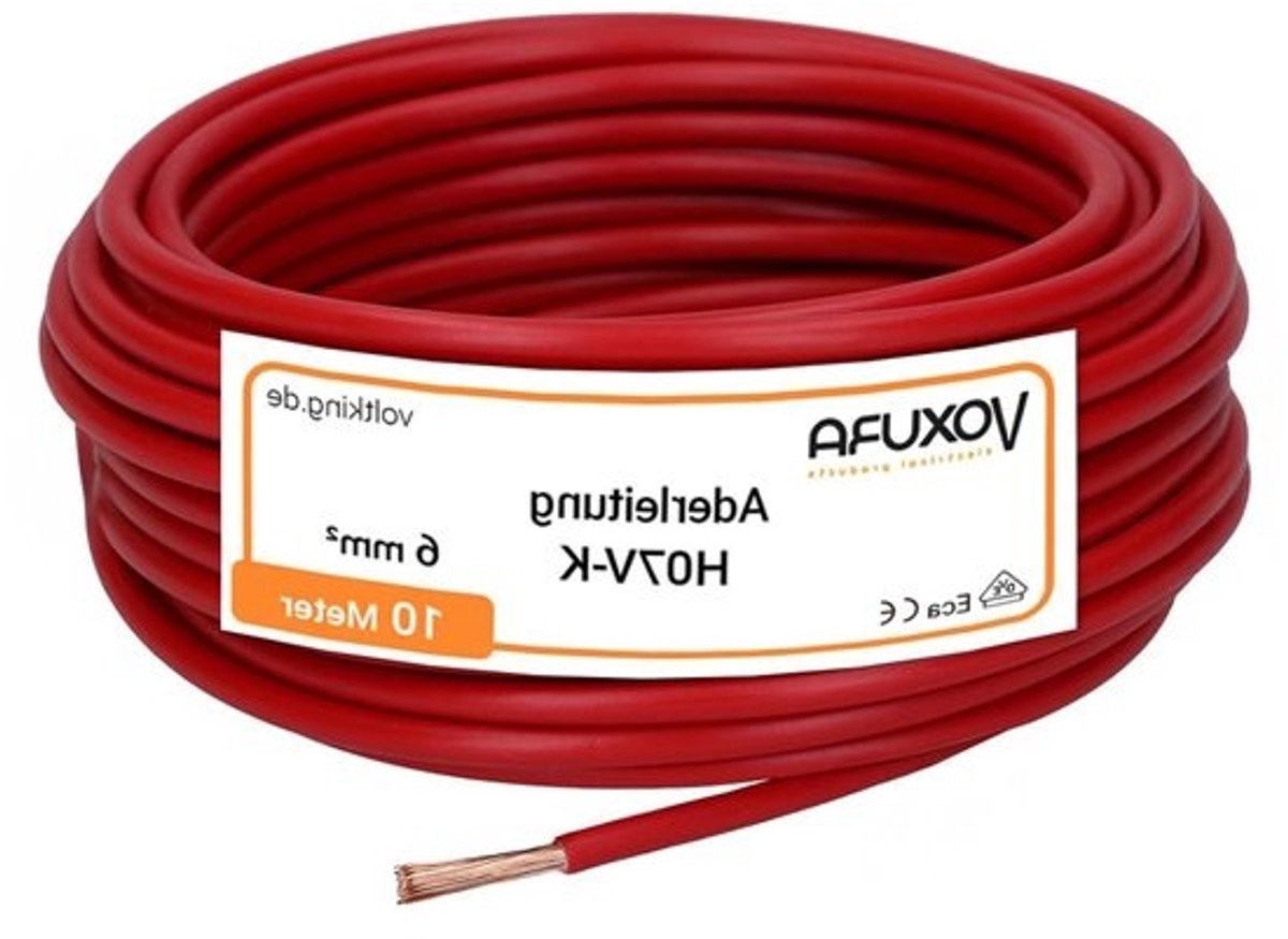 Aderkabel Flexibel - Bedradingskabel Enkele Draad - Schakelkast Bedrading - Fijndradige Koperen Geleider - 10 Meter - Rood