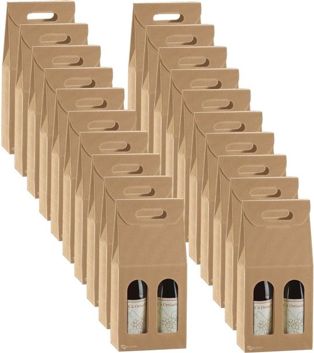 Cadeaudozen Wijnflessen - Verpakking Flessen - Flessen Presenteren - Met Venster - 20 stuks - Havana